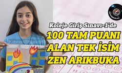 KGS 1 sınavında 100 tam puanı alan tek öğrenci Zen Arıkbuka