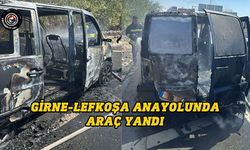 Girne-Lefkoşa anayolunda araç yandı