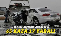 Geçen hafta meydana gelen 65 kazada, 17 kişi yaralandı