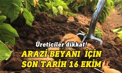 Sonbahar patates ekimi yapılan araziler için son beyan tarihi 16 Ekim