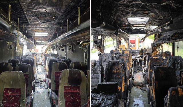 Girne – Lefkoşa ana yolunda seyreden otobüste yangın...
