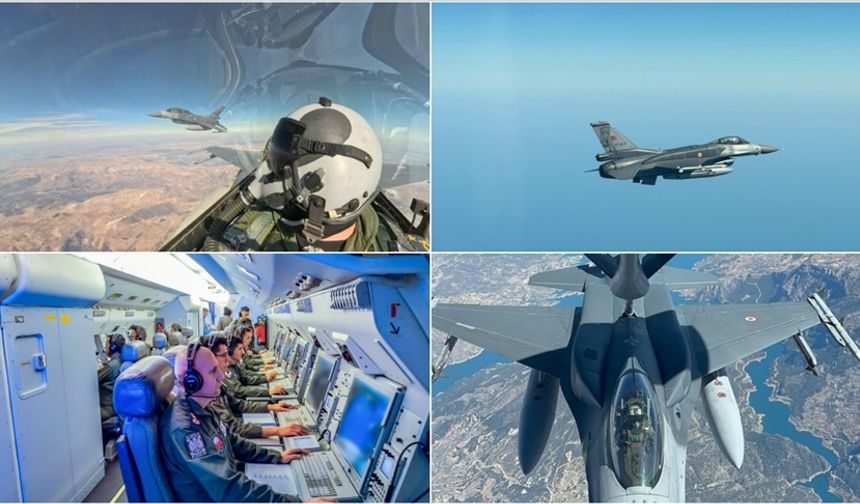 Türk Hava Kuvvetlerinden Kıbrıs Adası'nın güneyinde eğitim uçuşu
