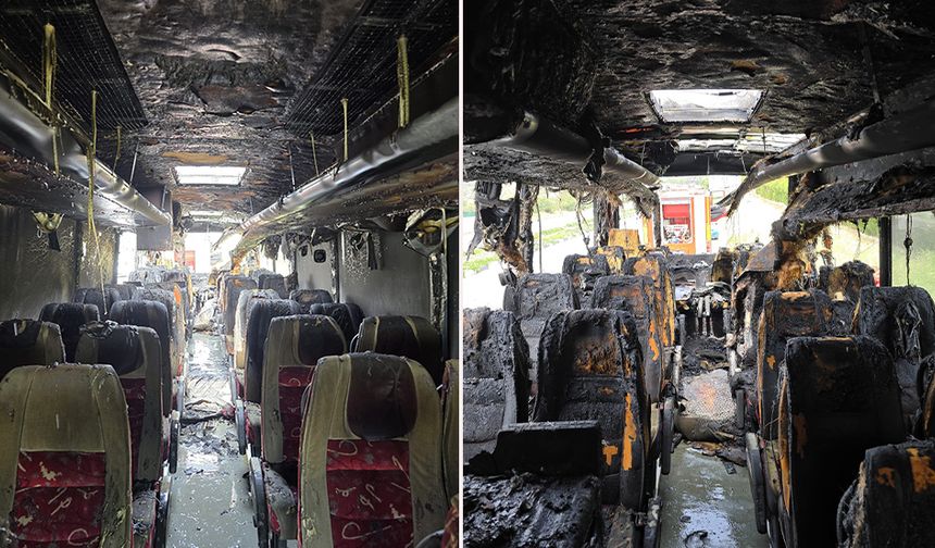 Girne – Lefkoşa ana yolunda seyreden otobüste yangın...