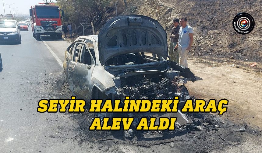 Lefkoşa – Girne ana yolunda araç yandı